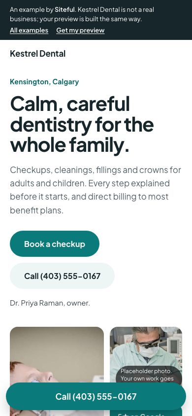 Kestrel Dental, an example website