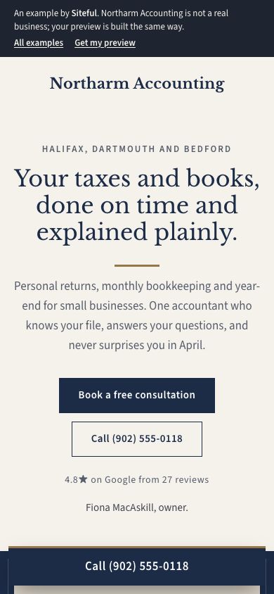 Northarm Accounting, an example website